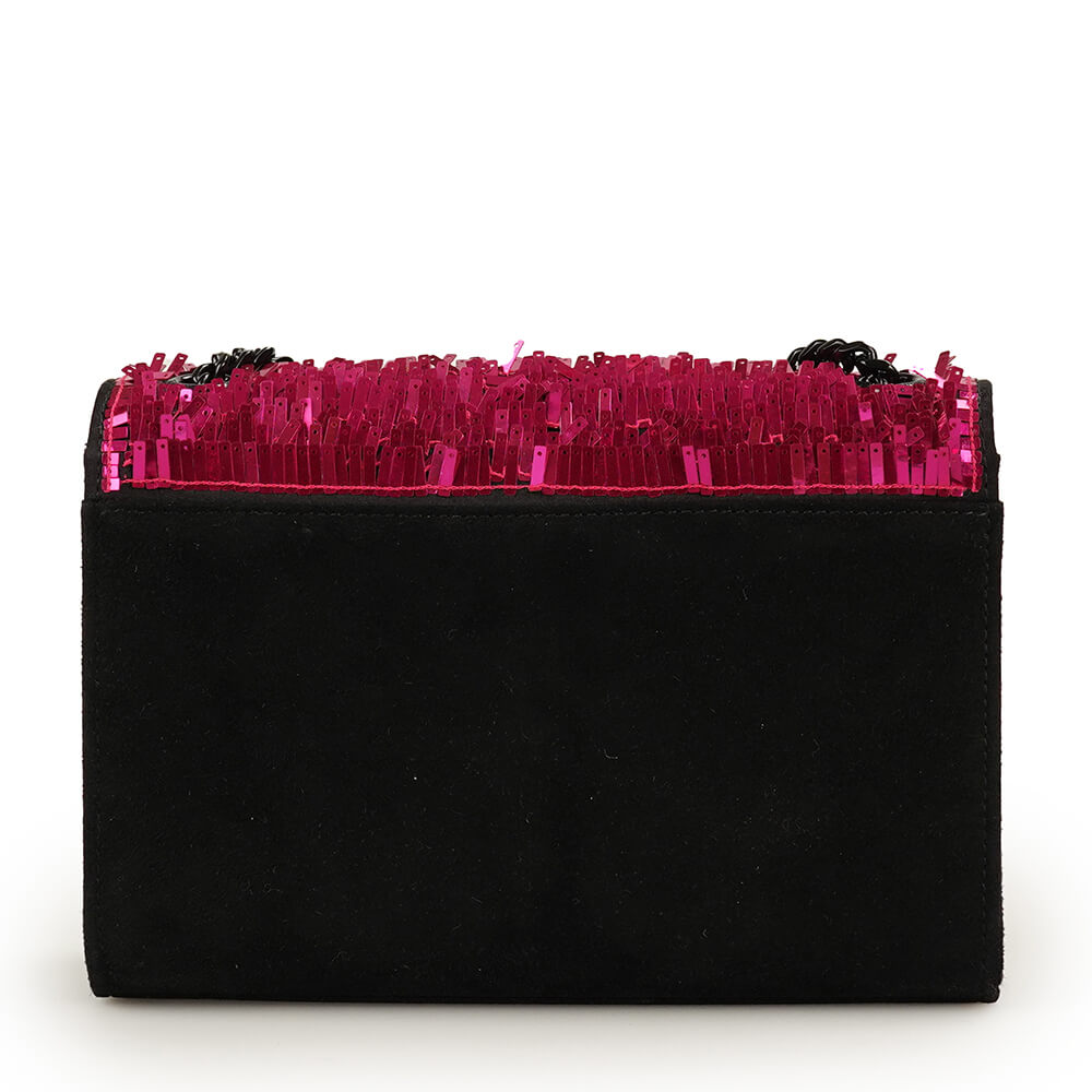 Yves Saint Laurent - Fuchsia / Black Glitter Kate Bag